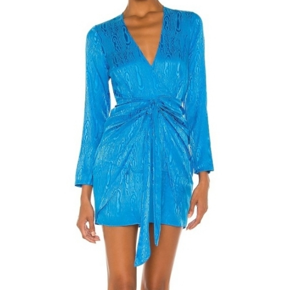 Ronny Kobo Marissa Dress Silk Long Sleeve Dress in Mediterranean Blue Size M